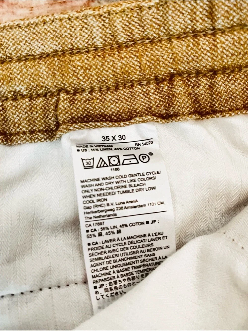 2 Banana Republic Men's Casual Drawstring Linen-Blend Pants - Tan & Grey